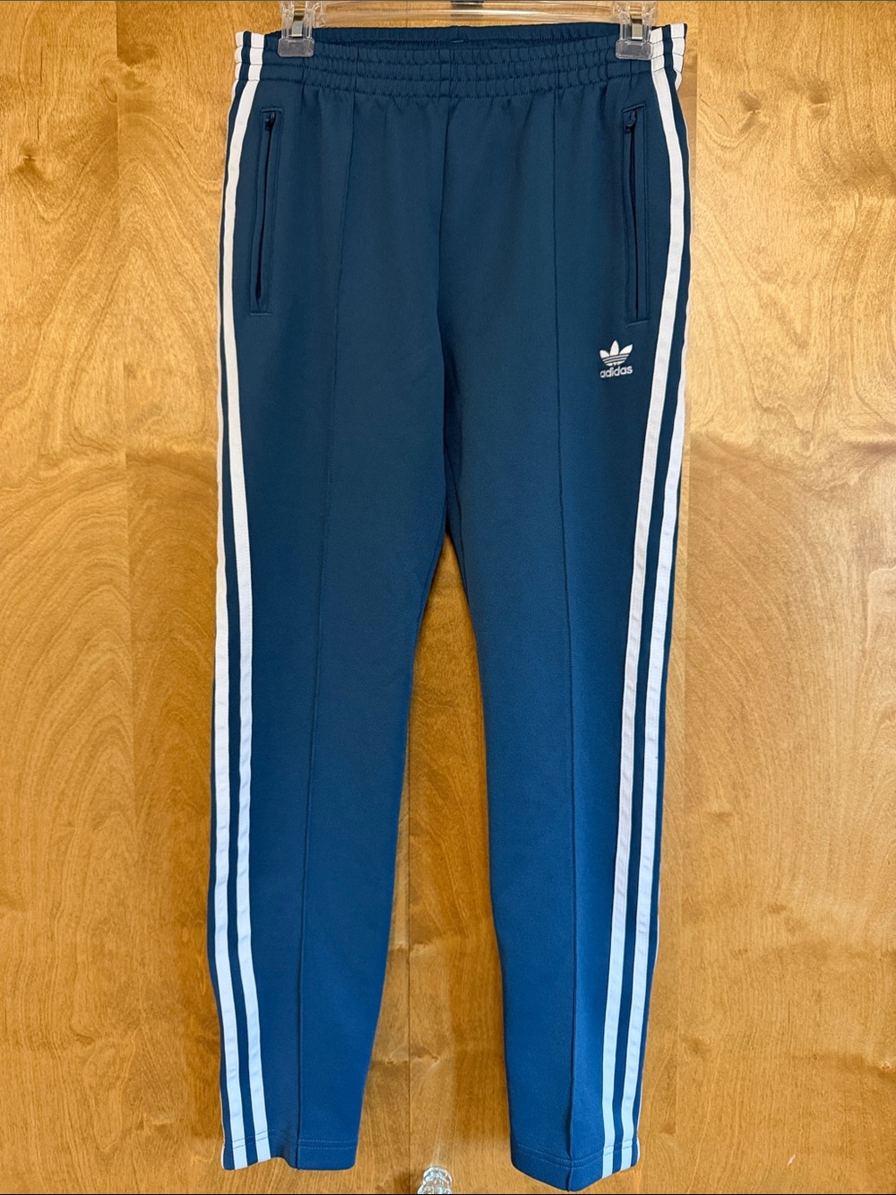 Women's Adidas Track Pants with White Side 3 Stripes - Size Small
